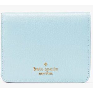 G Kate Spade Lena Small Bifold Wallet Light Blue Pebbled Leather KH788 NWT $179